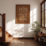Scripture Type Hebrews 11:1 Faith Hand Drawn Art Print #color_terracotta