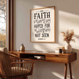 Scripture Type Hebrews 11:1 Faith Hand Drawn Art Print #color_black & white