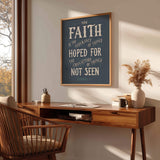 Scripture Type Hebrews 11:1 Faith Hand Drawn Art Print #color_navy