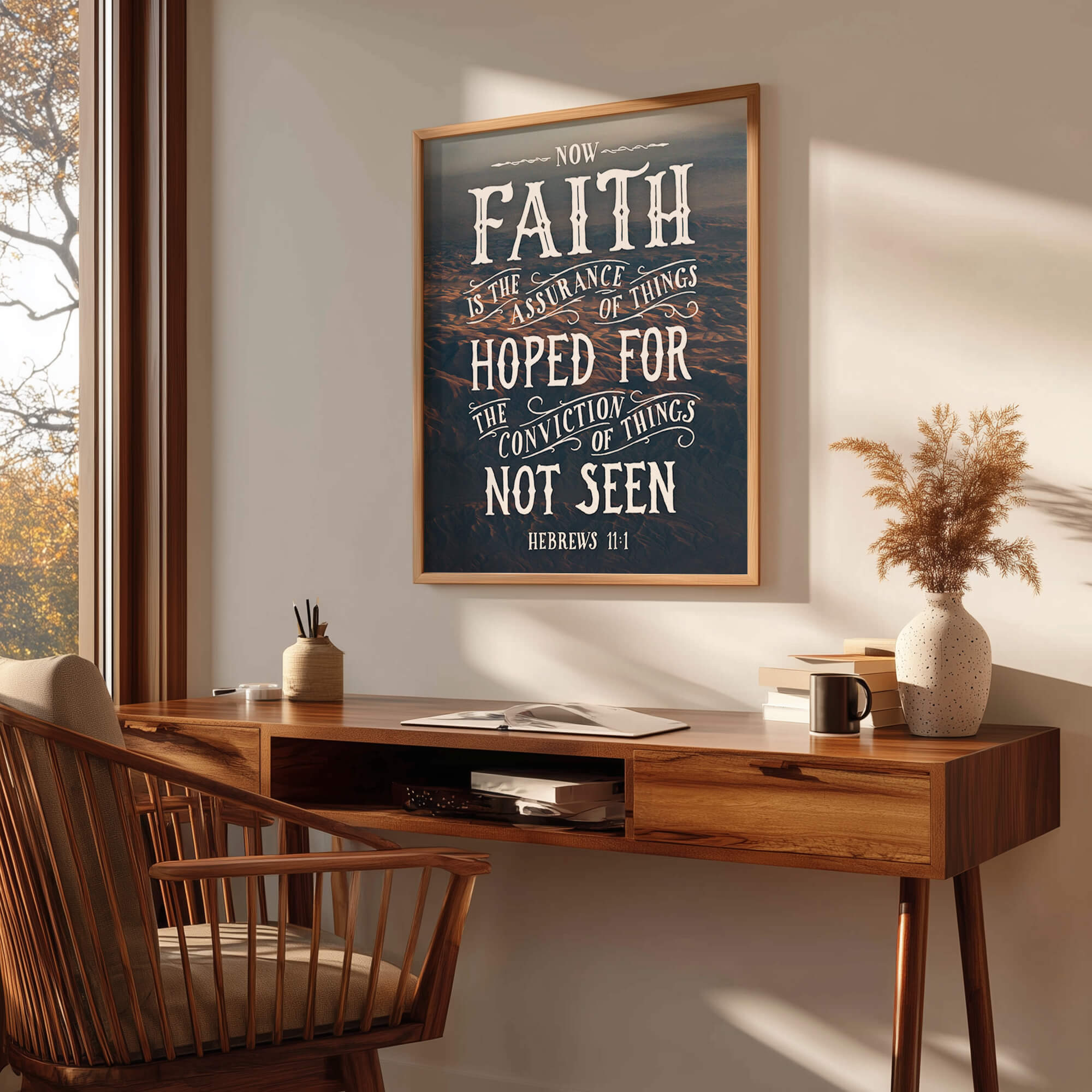 Scripture Type Hebrews 11:1 Faith Hand Drawn Art Print #color_photo