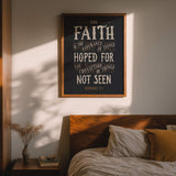 Scripture Type Hebrews 11:1 Faith Hand Drawn Art Print #color_charcoal