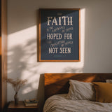 Scripture Type Hebrews 11:1 Faith Hand Drawn Art Print #color_navy