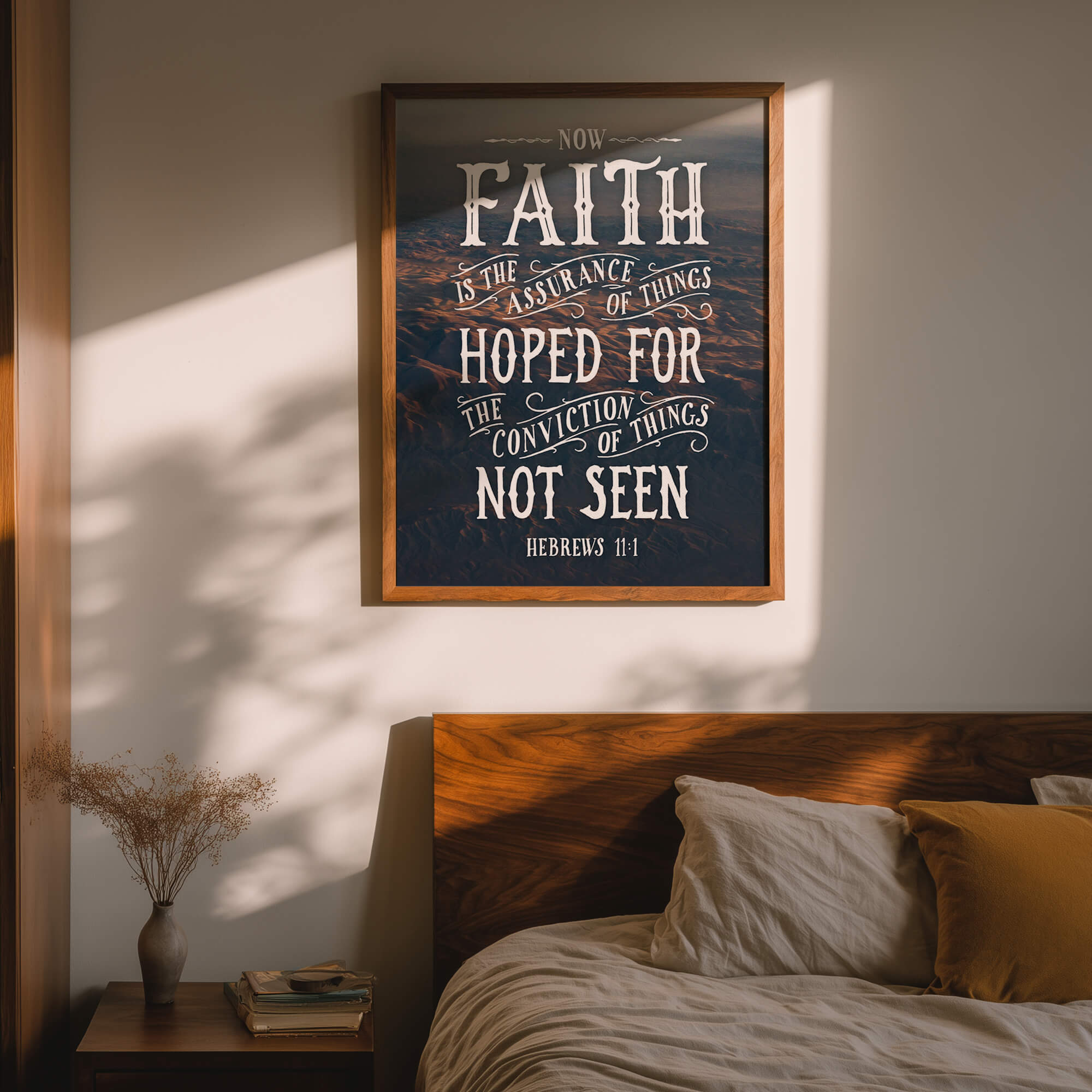 Scripture Type Hebrews 11:1 Faith Hand Drawn Art Print #color_photo