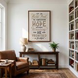 Hold Fast Hebrews 10:23 Framed canvas wall art hand-drawn Scripture typography by Scripture Type #color_stone