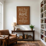 Hold Fast Hebrews 10:23 Framed canvas wall art hand-drawn Scripture typography by Scripture Type #color_terracotta