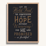 Hold Fast Hebrews 10:23 Framed Scripture Wall Art hand-drawn by Scripture Type #color_charcoal