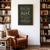 Hold Fast Hebrews 10:23 Framed Scripture Wall Art hand-drawn by Scripture Type #color_forest