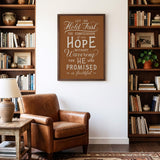 Hold Fast Hebrews 10:23 Framed Scripture Wall Art hand-drawn by Scripture Type #color_terracotta