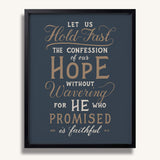 Hold Fast Hebrews 10:23 Framed Scripture Wall Art hand-drawn by Scripture Type #color_navy
