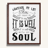 It Is Well With My Soul hand drawn framed wall art print by Scripture Type #color_black & white