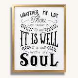 It Is Well With My Soul hand drawn framed wall art print by Scripture Type #color_black & white