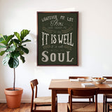 It Is Well With My Soul framed canvas art of well known hymn hand-drawn wall art by Scripture Type #color_forest