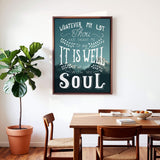 It Is Well With My Soul framed canvas art of well known hymn hand-drawn wall art by Scripture Type #color_photo