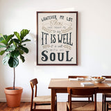 It Is Well With My Soul framed canvas art of well known hymn hand-drawn wall art by Scripture Type #color_stone