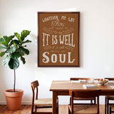 It Is Well With My Soul framed canvas art of well known hymn hand-drawn wall art by Scripture Type #color_terracotta