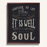 It Is Well With My Soul hand drawn framed wall art print by Scripture Type #color_charcoal