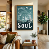 It Is Well With My Soul framed canvas art of well known hymn hand-drawn wall art by Scripture Type #color_photo