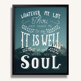 It Is Well With My Soul hand drawn framed wall art print by Scripture Type #color_photo