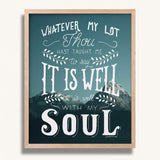 It Is Well With My Soul hand drawn framed wall art print by Scripture Type #color_photo