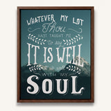 It Is Well With My Soul framed canvas art of well known hymn hand-drawn wall art by Scripture Type #color_photo