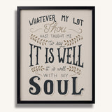 It Is Well With My Soul hand drawn framed wall art print by Scripture Type #color_stone