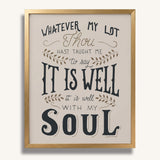 It Is Well With My Soul hand drawn framed wall art print by Scripture Type #color_stone