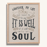 It Is Well With My Soul hand drawn framed wall art print by Scripture Type #color_stone