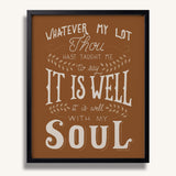 It Is Well With My Soul hand drawn framed wall art print by Scripture Type #color_terracotta