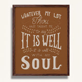 It Is Well With My Soul hand drawn framed wall art print by Scripture Type #color_terracotta
