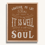 It Is Well With My Soul hand drawn framed wall art print by Scripture Type #color_terracotta