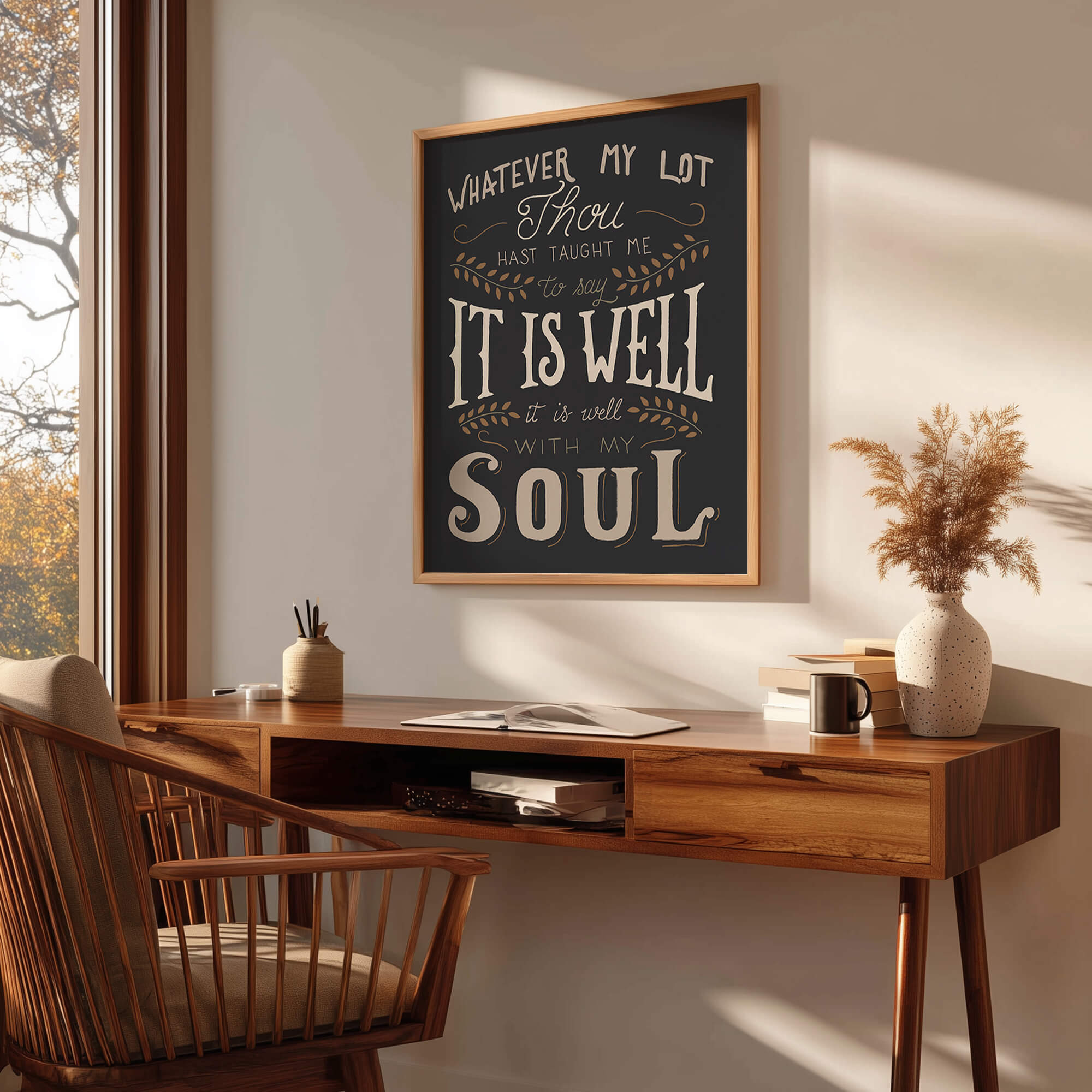 It Is Well With My Soul hand drawn art print #color_charcoal