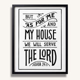 As for me and my house Joshua 24:15 framed Scripture wall art hand-drawn by Scripture Type #color_black & white