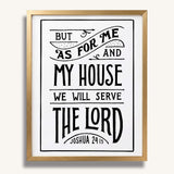 As for me and my house Joshua 24:15 framed Scripture wall art hand-drawn by Scripture Type #color_black & white
