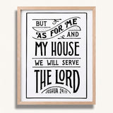 As for me and my house Joshua 24:15 framed Scripture wall art hand-drawn by Scripture Type #color_black & white