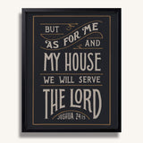 As for me and my house Joshua 24:15 framed Scripture wall art hand-drawn by Scripture Type #color_charcoal