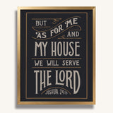 As for me and my house Joshua 24:15 framed Scripture wall art hand-drawn by Scripture Type #color_charcoal