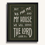 As for me and my house Joshua 24:15 framed Scripture wall art hand-drawn by Scripture Type #color_forest