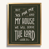 As for me and my house Joshua 24:15 framed Scripture wall art hand-drawn by Scripture Type #color_forest