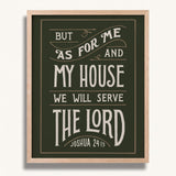 As for me and my house Joshua 24:15 framed Scripture wall art hand-drawn by Scripture Type #color_forest