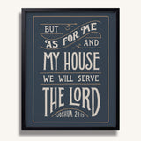 As for me and my house Joshua 24:15 framed Scripture wall art hand-drawn by Scripture Type #color_navy