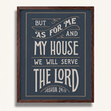 As for me and my house Joshua 24:15 framed Scripture wall art hand-drawn by Scripture Type #color_navy