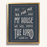 As for me and my house Joshua 24:15 framed Scripture wall art hand-drawn by Scripture Type #color_navy