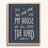 As for me and my house Joshua 24:15 framed Scripture wall art hand-drawn by Scripture Type #color_navy
