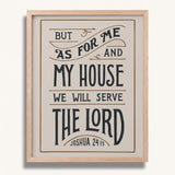 As for me and my house Joshua 24:15 framed Scripture wall art hand-drawn by Scripture Type #color_stone