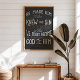 2 Corinthians 5:21  Knew No Sin framed art print by Scripture Type  #color_charcoal