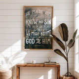 2 Corinthians 5:21  Knew No Sin framed art print by Scripture Type  #color_photo