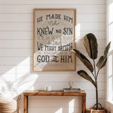 2 Corinthians 5:21  Knew No Sin framed art print by Scripture Type  #color_stone