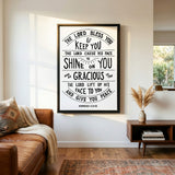 Scripture Type hand drawn art The Lord Bless You Numbers 6:24-26 Aaronic Blessing framed canvas #color_black & white