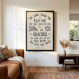 Scripture Type hand drawn art The Lord Bless You Numbers 6:24-26 Aaronic Blessing framed canvas #color_stone