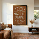 Scripture Type hand drawn art The Lord Bless You Numbers 6:24-26 Aaronic Blessing framed canvas #color_terracotta